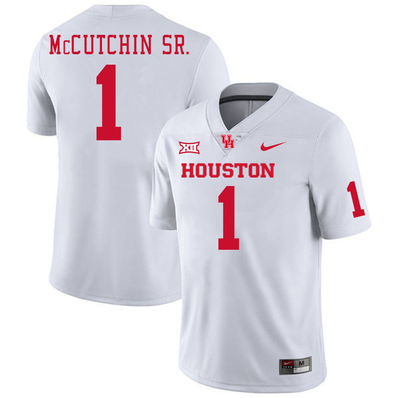 Men #1 Latrell McCutchin Sr. Houston Cougars College Football Jerseys Stitched-White